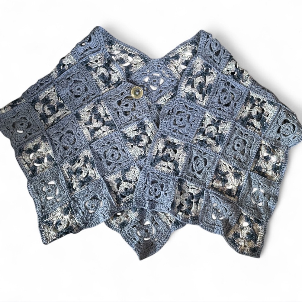 Hand Knit Crochet Wrap with Button Closure